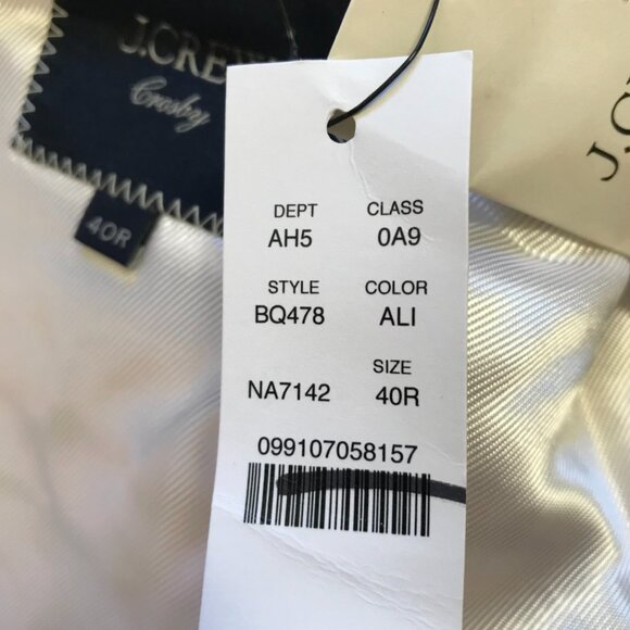 NWT JCREW Ludlow Crosby Tuxedo Dinner Jacket Mens 40 R Cream Ivory Wool BQ478 - Picture 8 of 13